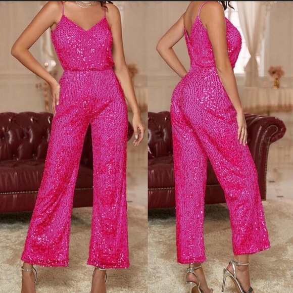 Luxe black sequins cami jumpsuit - Picture 4 of 15